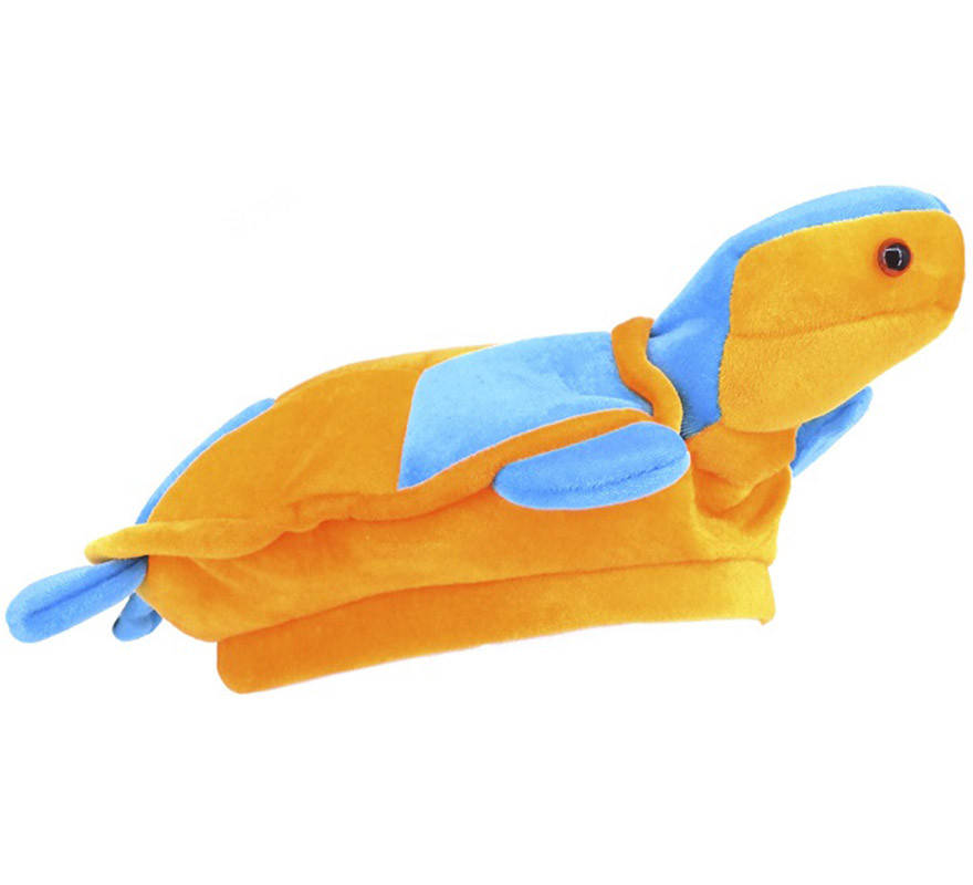 Chapéu de espuma de tartaruga laranja e azul