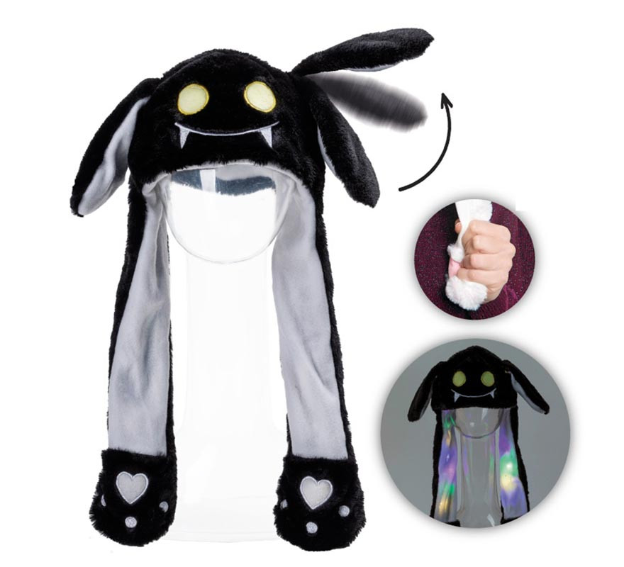 Chapéu com orelhas de morcego com luz e movimento