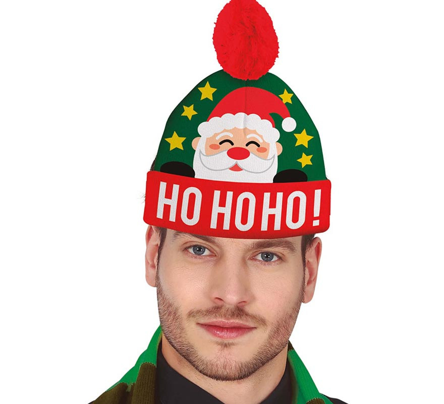 Chapéu de Natal Papai Noel Ho Ho Ho com efeito lã Chapéu de Natal Papai Noel Ho Ho Ho com efeito lã