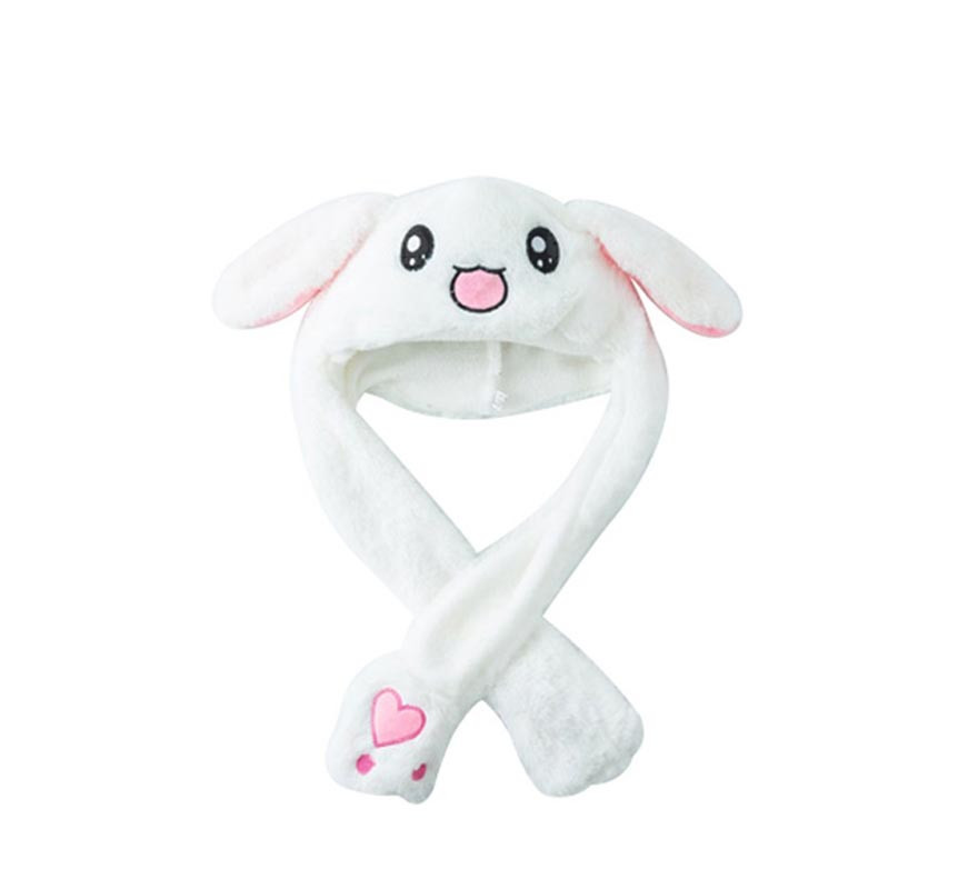 White Rabbit Plush Hat with ears and movement