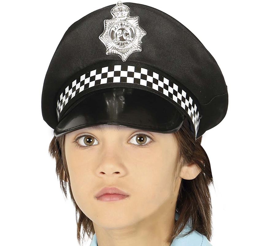 Police hat with silver plate