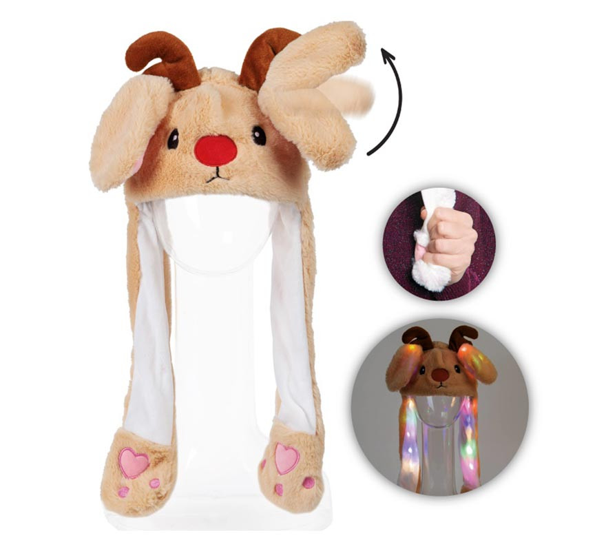 Reindeer hat with ears with light and movement