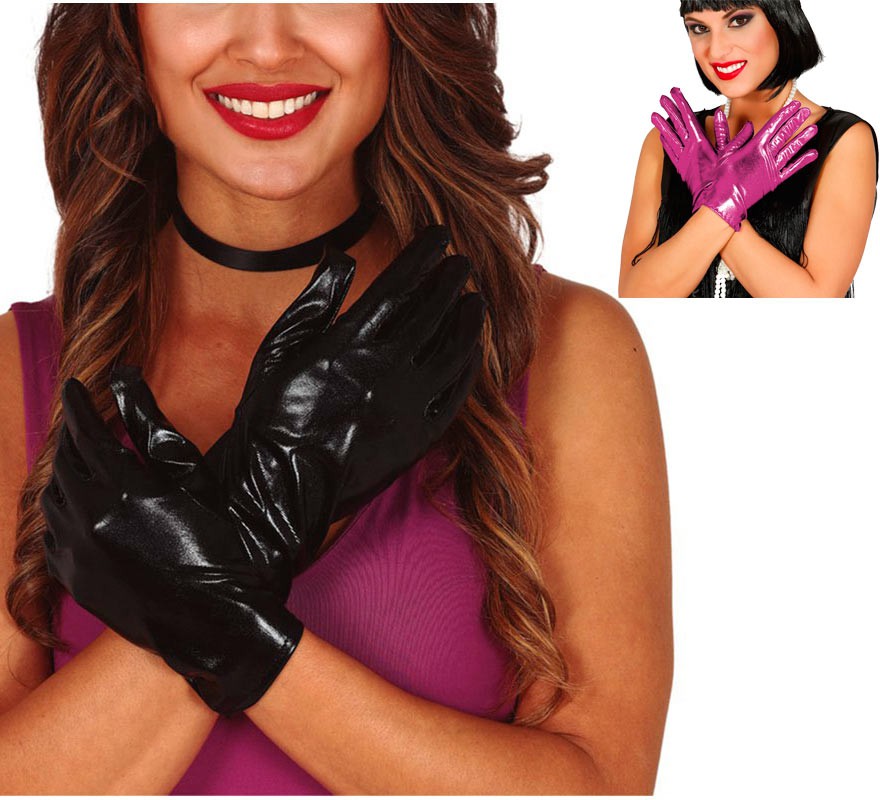 Short Metallic Gloves in various colors of 22 cm