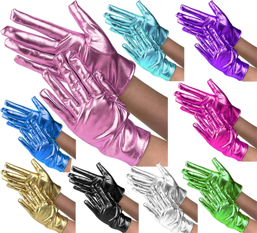Short Gloves for adults in various Metallic colors