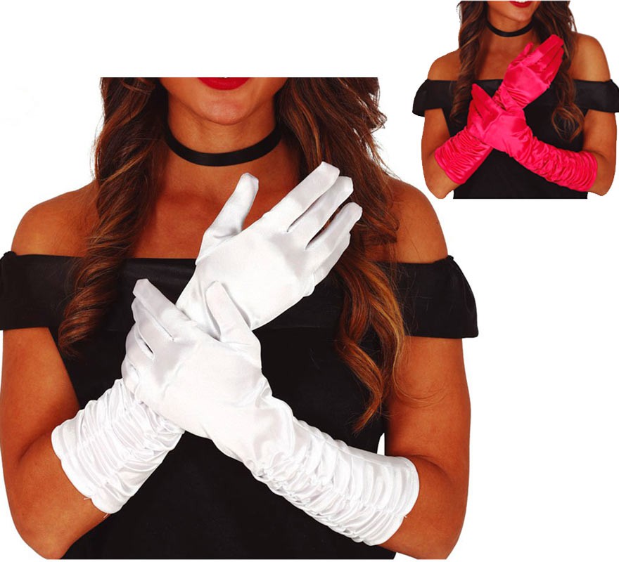 Long Wrinkled Gloves in various colors of 40 cm