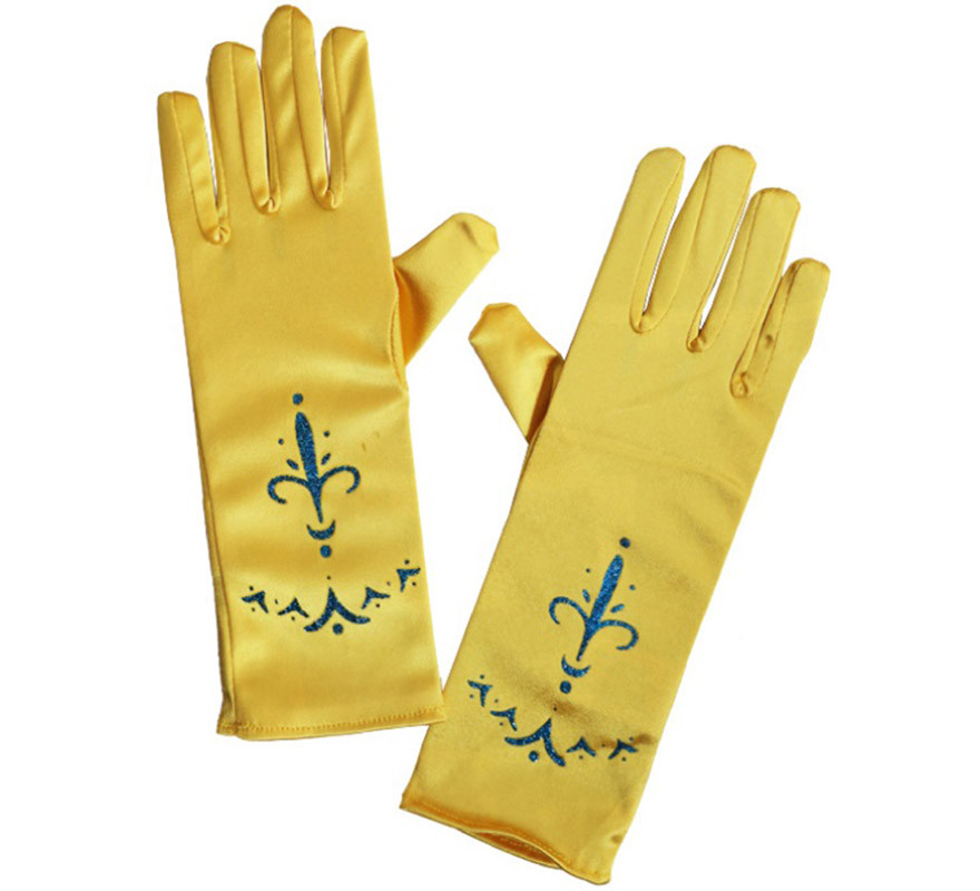 Children's long golden princess gloves of 24 cm Children's long golden princess gloves of 24 cm