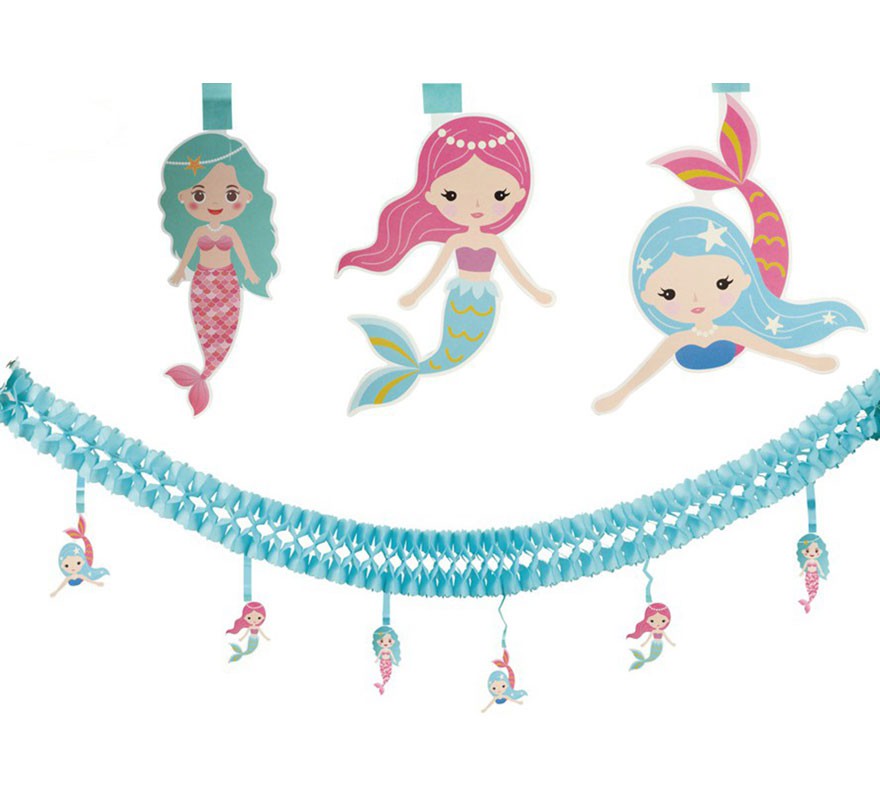 Blue Garland with Mermaids of 300 cm Blue Garland with Mermaids of 300 cm