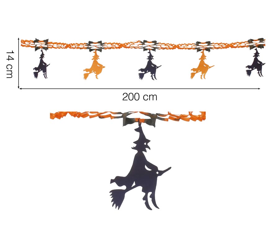 Witches Garland of 33 x 200 cm. for halloween Witches Garland of 33 x 200 cm. for halloween