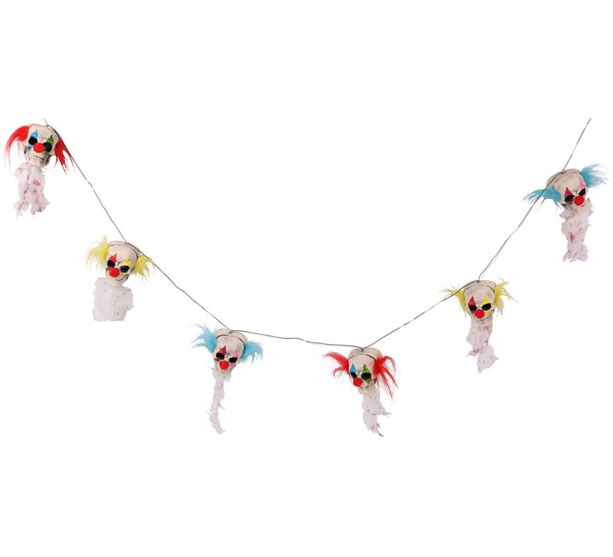 Garland with 6 Clown Heads with light of 180 cm