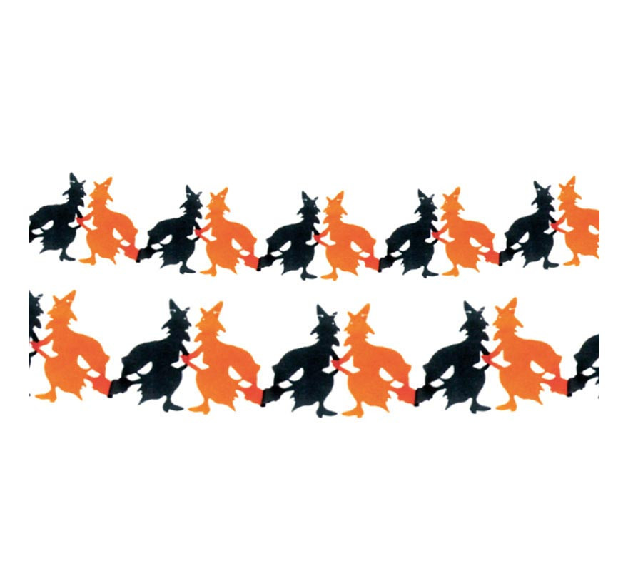Black and orange Witches garland of 3 meters Black and orange Witches garland of 3 meters