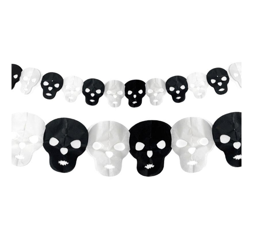 3 meter black and white skull garland