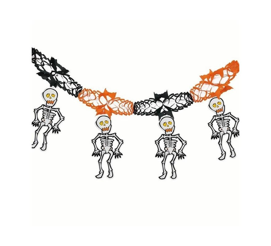 2 meter black and orange skeleton garland