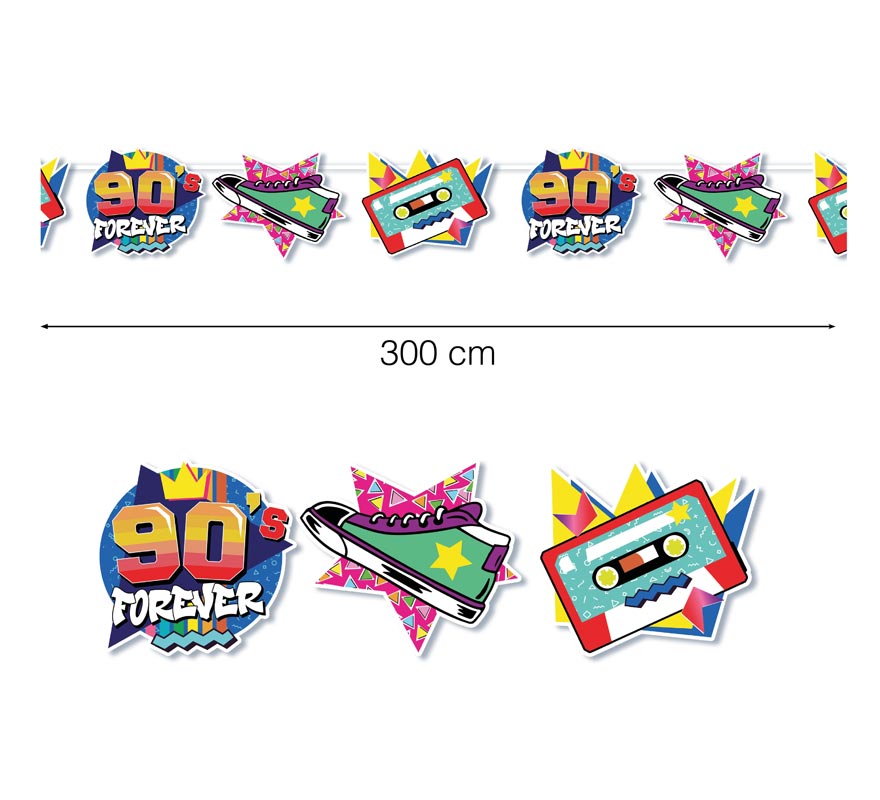 Guirlanda dos anos 90 de 300 cm