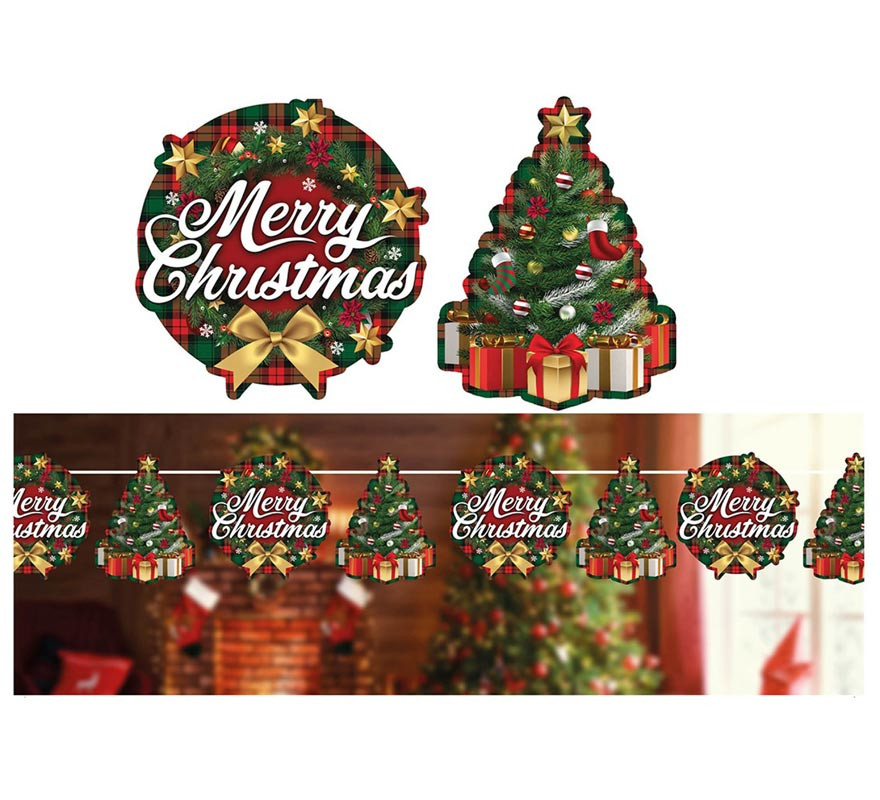 Merry Christmas garland of 300 cm and 16x16 cm per figure
