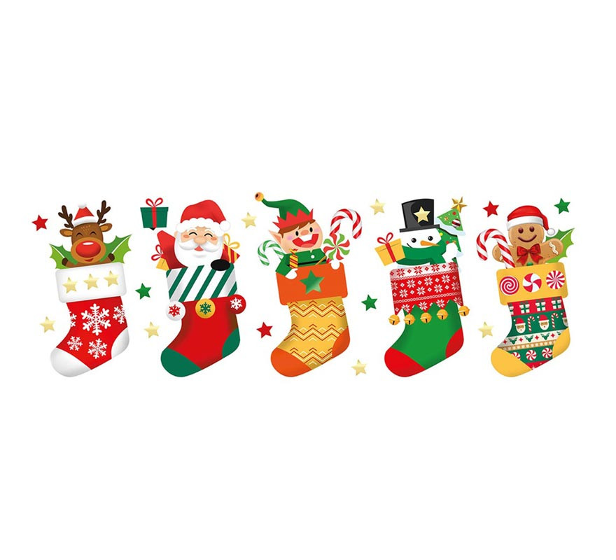 Sheet of 25x70 cm Christmas figures adhesive for wall