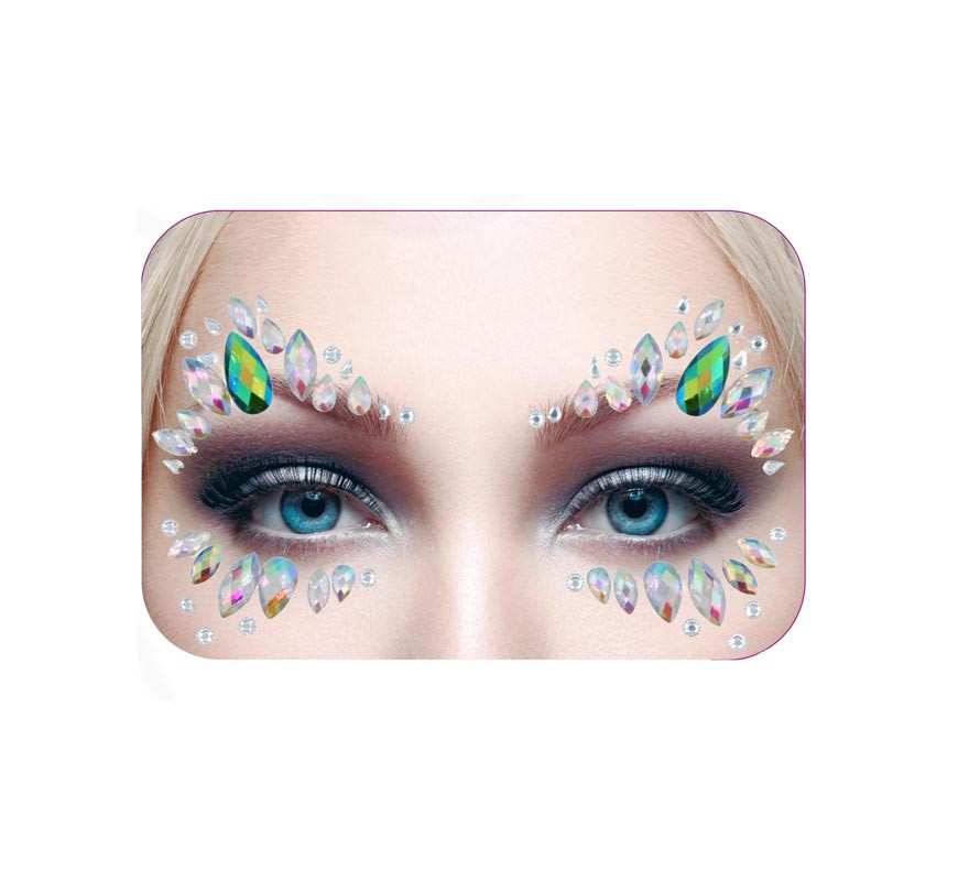 Joias faciais com gotas de prata holográfica brilhante