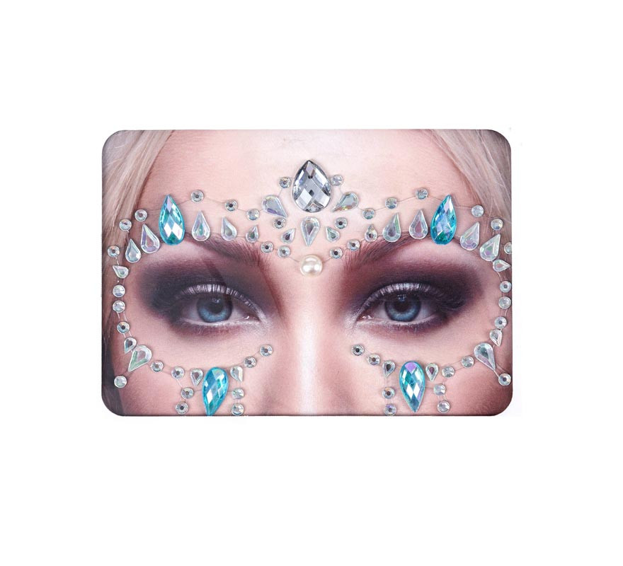 Facial Jewels shiny silver and blue drops