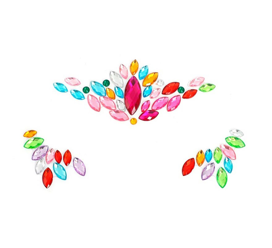 Joias faciais gotas e pontos multicoloridos