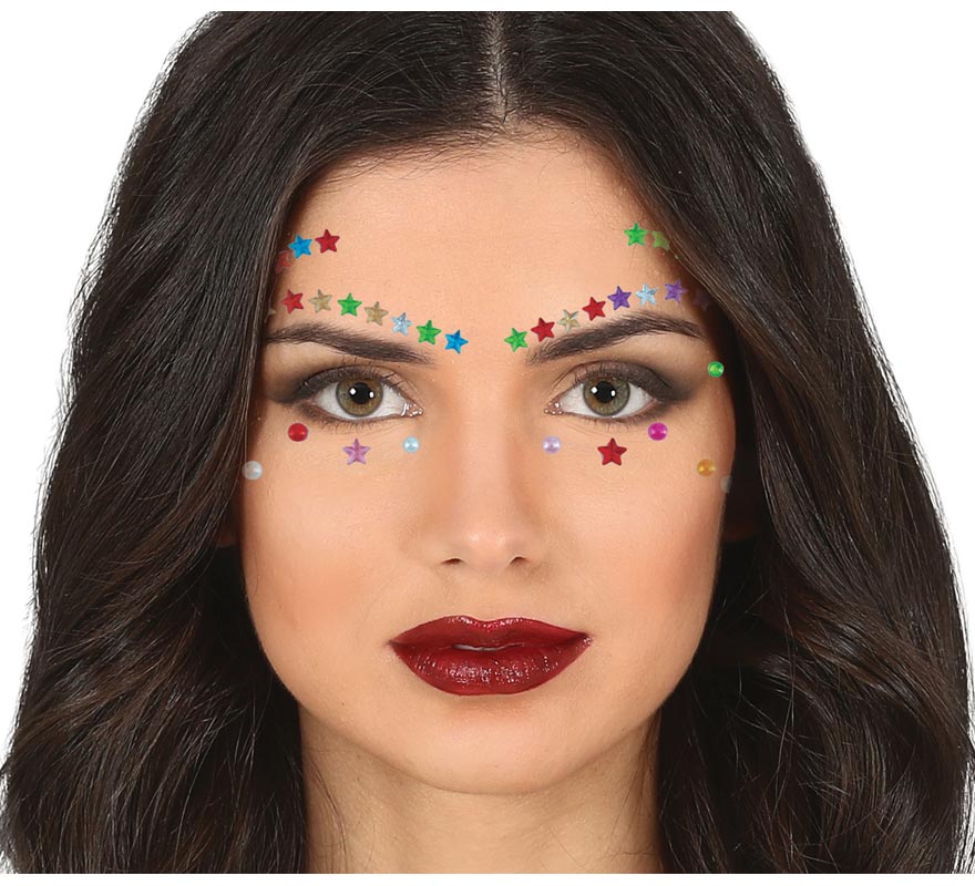 Facial Jewelry Eyelashes and Eyebrows Multicolored Stars Facial Jewelry Eyelashes and Eyebrows Multicolored Stars