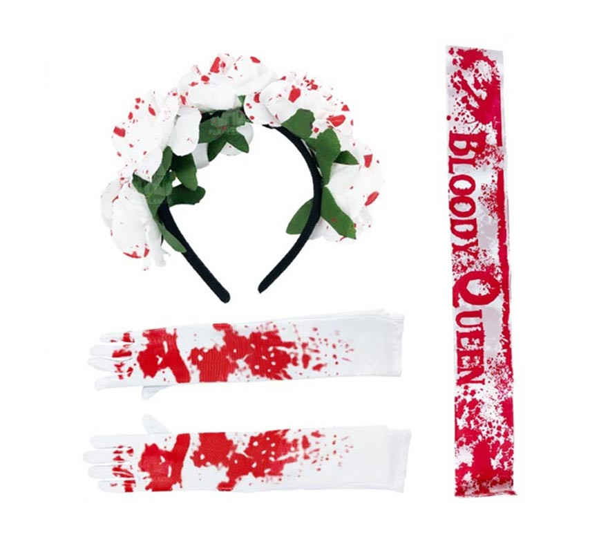 Bloody Queen : faixa para cabeça, faixa e luvas