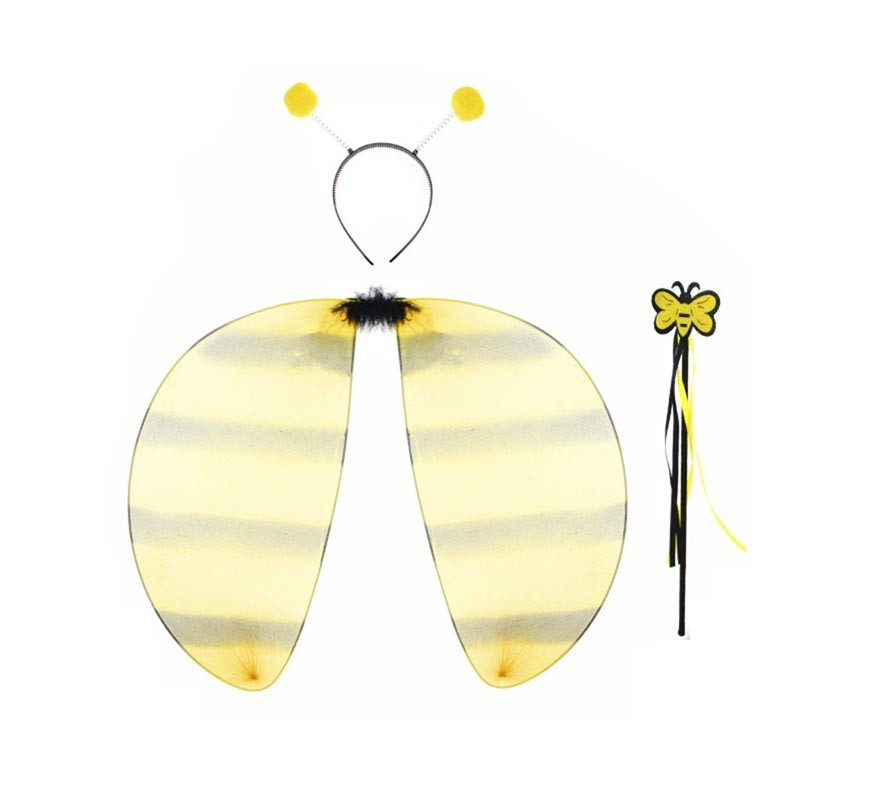 Yellow and Black Bee Kit: Wings, Headband and Wand