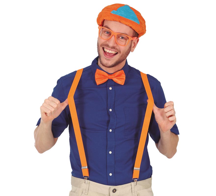 Kit animador adulto: boné, gravata borboleta, suspensórios e óculos