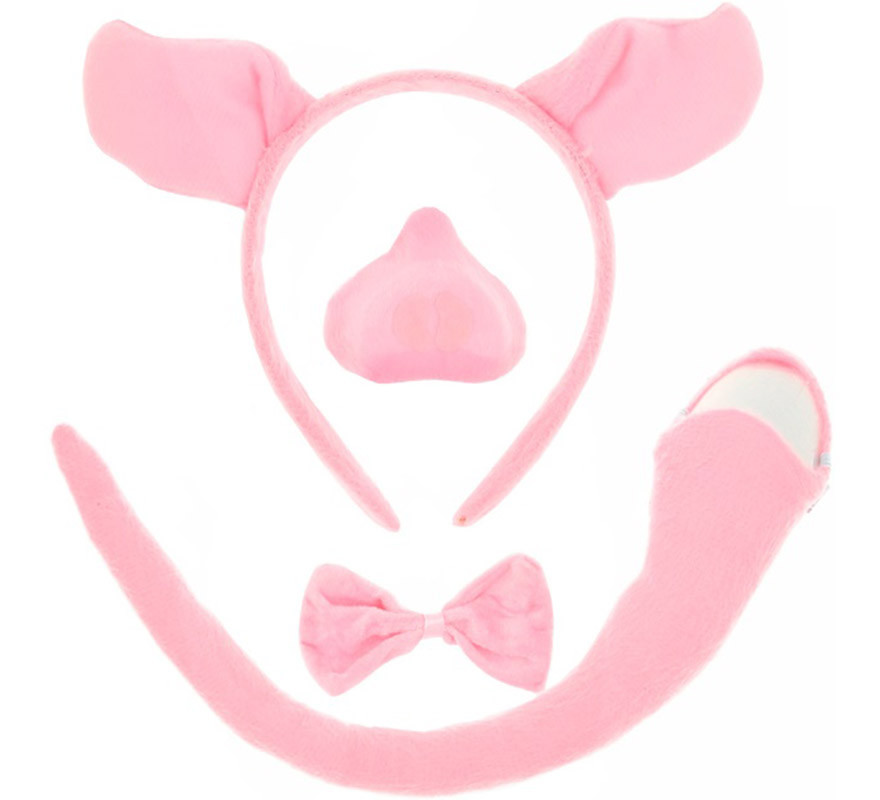 Kit Pink Pig: Tiara, Nariz, Laço e Rabo