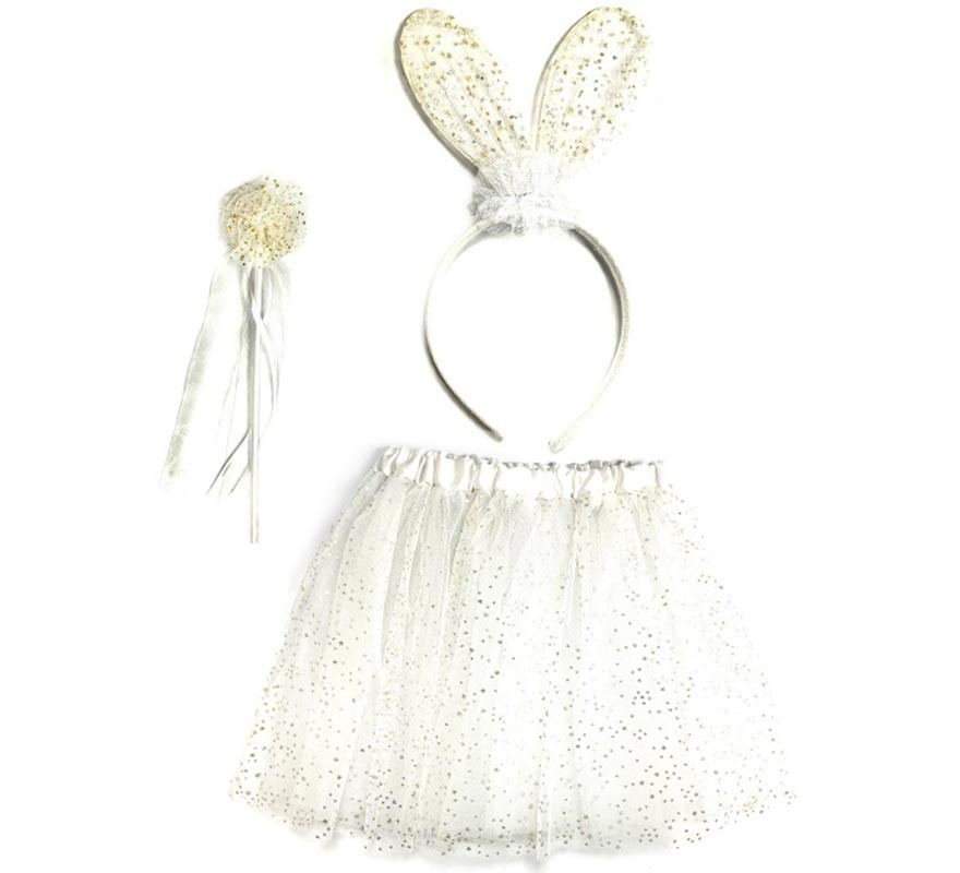 Kit Coelho Branco: Tutu, Tiara e Varinha Kit Coelho Branco: Tutu, Tiara e Varinha