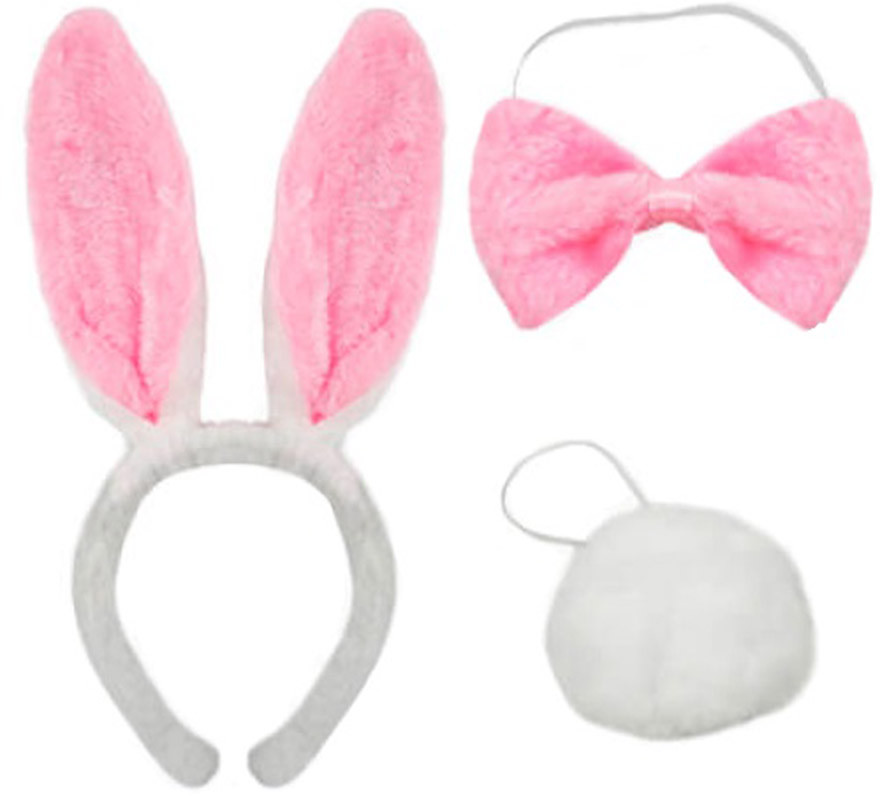 White and Pink Rabbit Kit: Headband, Bow Tie and Tail White and Pink Rabbit Kit: Headband, Bow Tie and Tail