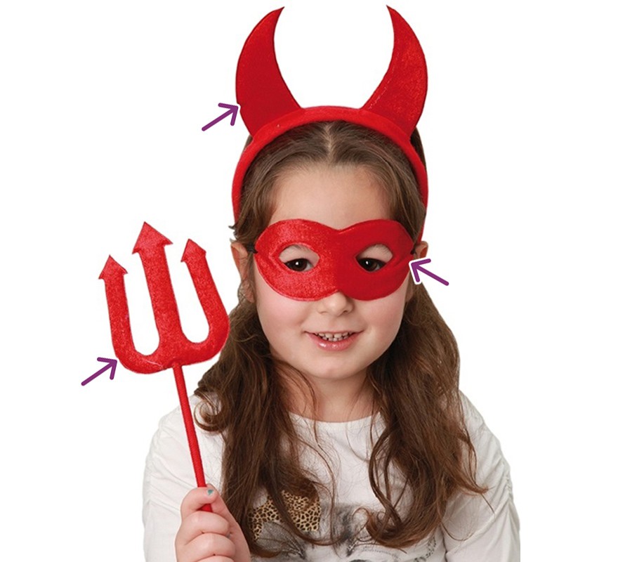 Kit Diabo Infantil: Tiara, Máscara e Tridente