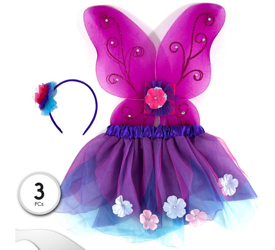 Kit Fada Roxa para Meninas: Tiara, Asas e Tutu