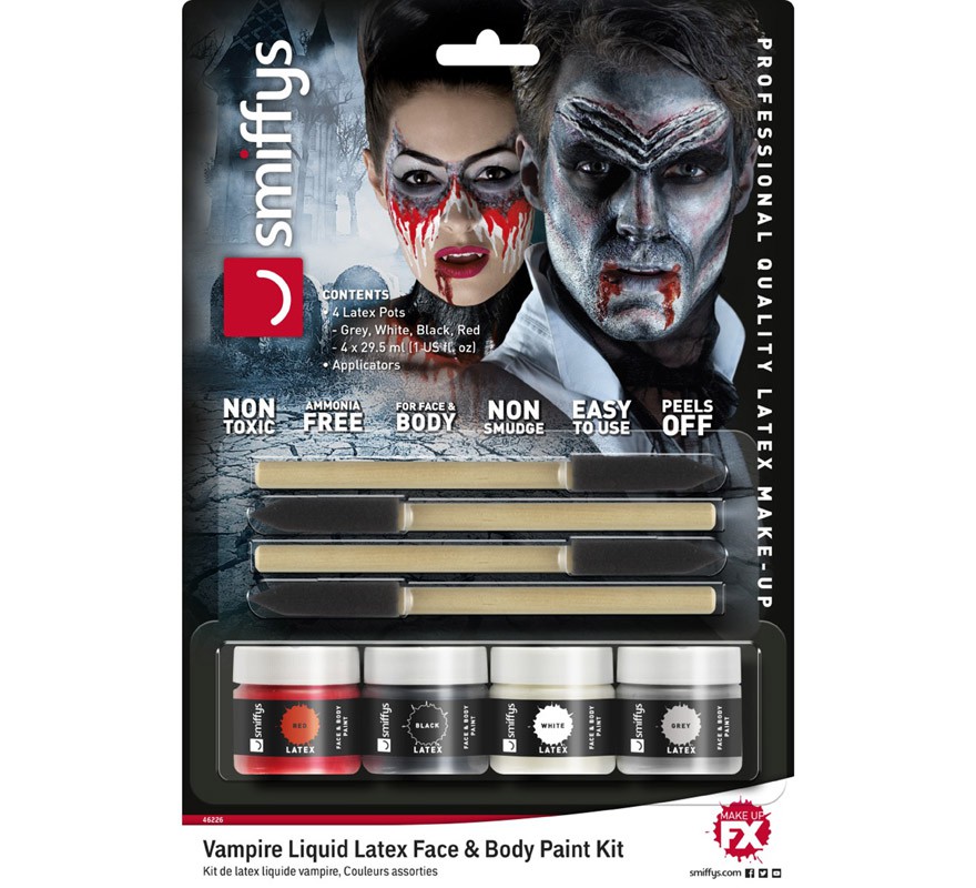 Liquid Latex Kit with 4 colors for Vampiro of 29.5 ml.