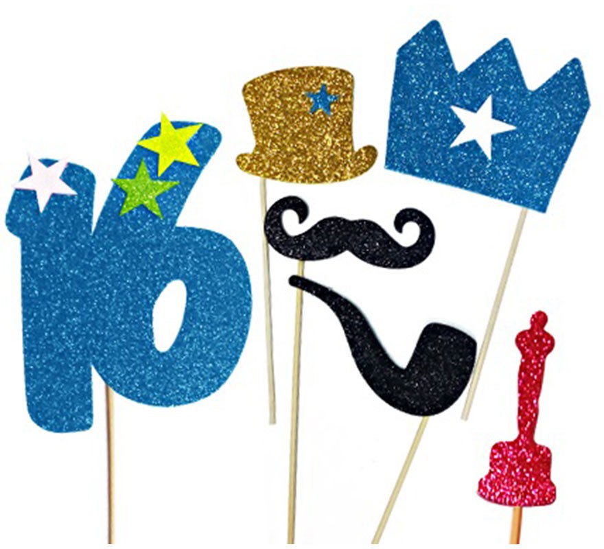 Feliz Kit de Photocall de Menino de 16 anos com 6 Peças