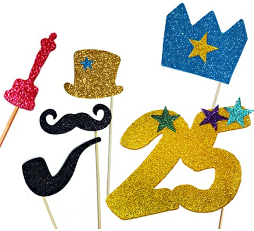 Kit Photocall Happy Man 25 anos com 6 Peças