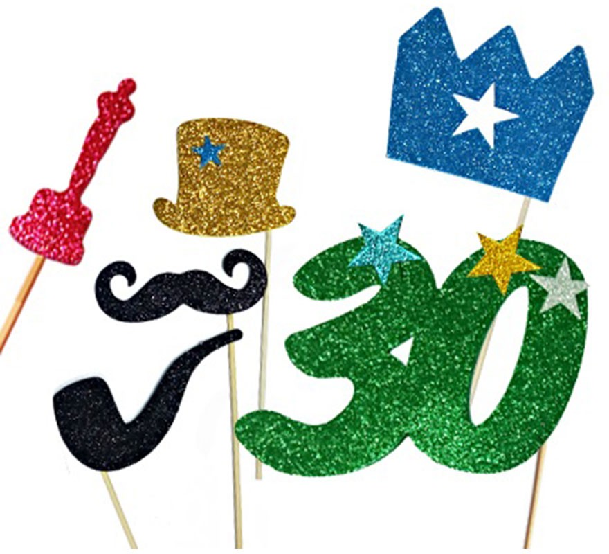 Kit Photocall Happy Man 30 anos com 6 Peças