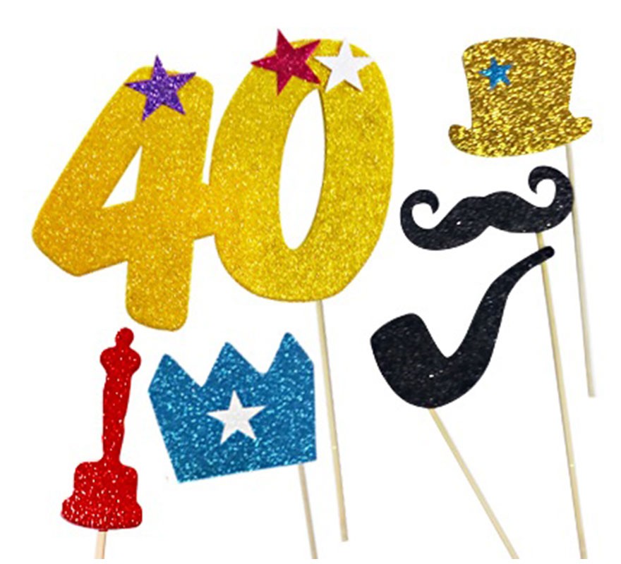 Kit Photocall Happy Man 40 anos com 6 Peças Kit Photocall Happy Man 40 anos com 6 Peças