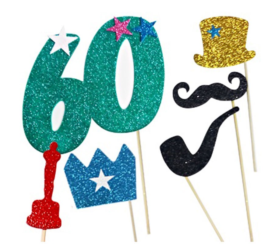 Happy 60 Years Man Photocall Kit with 6 Pieces