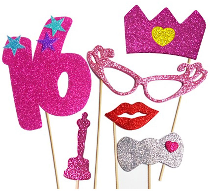 Feliz Kit de Photocall para meninas de 16 anos com 6 peças