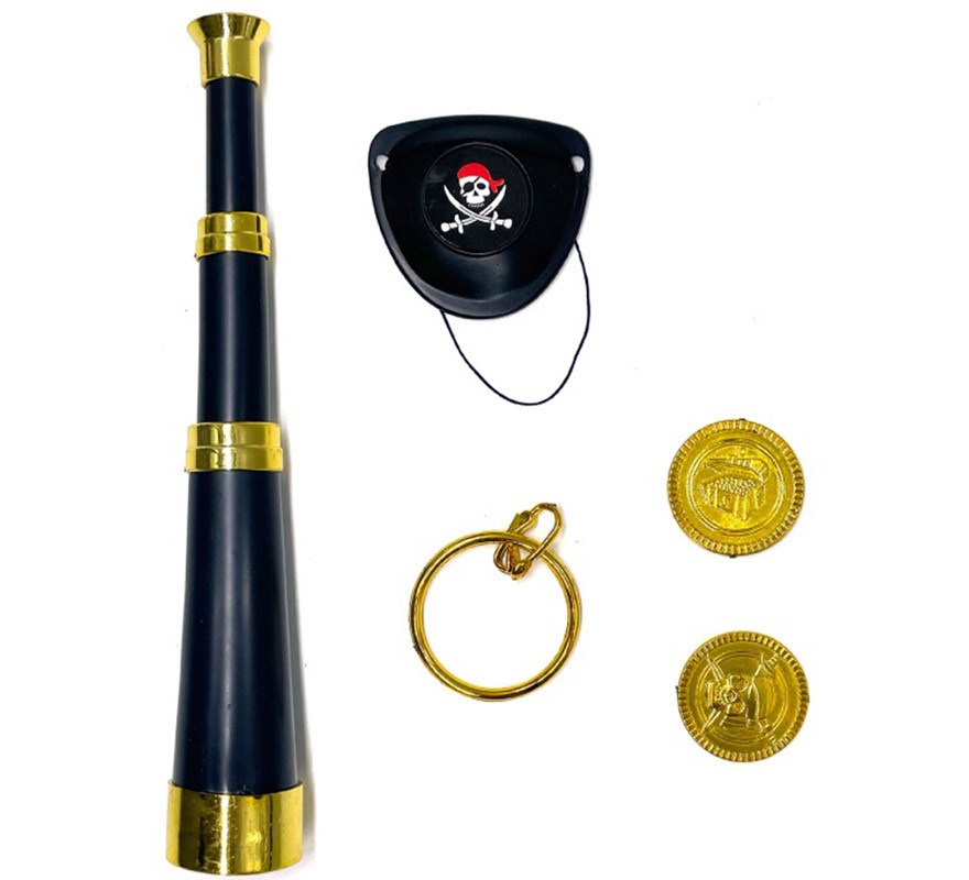 Elegant Pirate Kit: Spyglass, Patch, Coins and Earring Elegant Pirate Kit: Spyglass, Patch, Coins and Earring