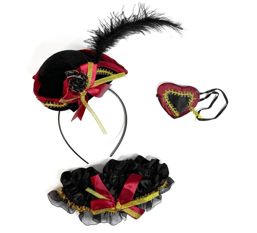 Kit Pirata para mulheres: Tiara, Patch e Liga