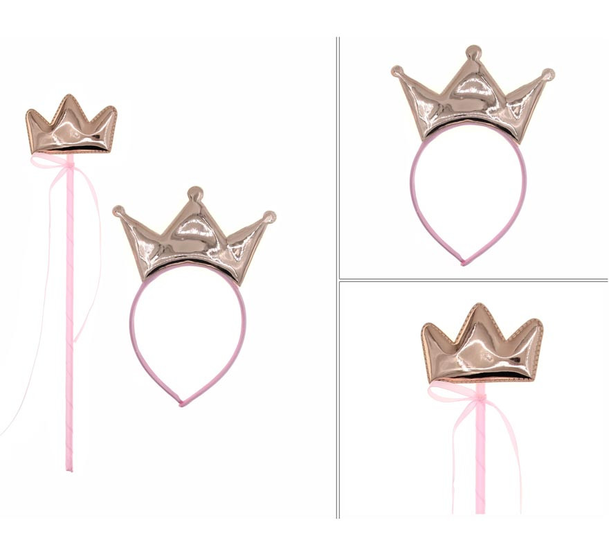 Metallic effect Princess Kit: Crown and Wand