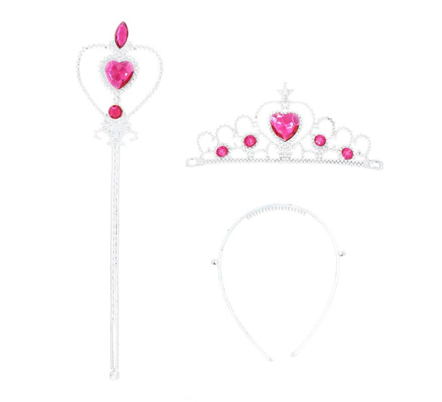 Kit Princesa Rosa: Coroa, Varinha e Tiara