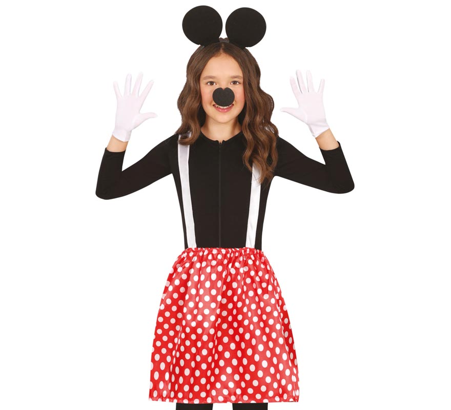 Kit Ratinho Infantil: Fita de cabeça, Nariz e Saia com suspensório