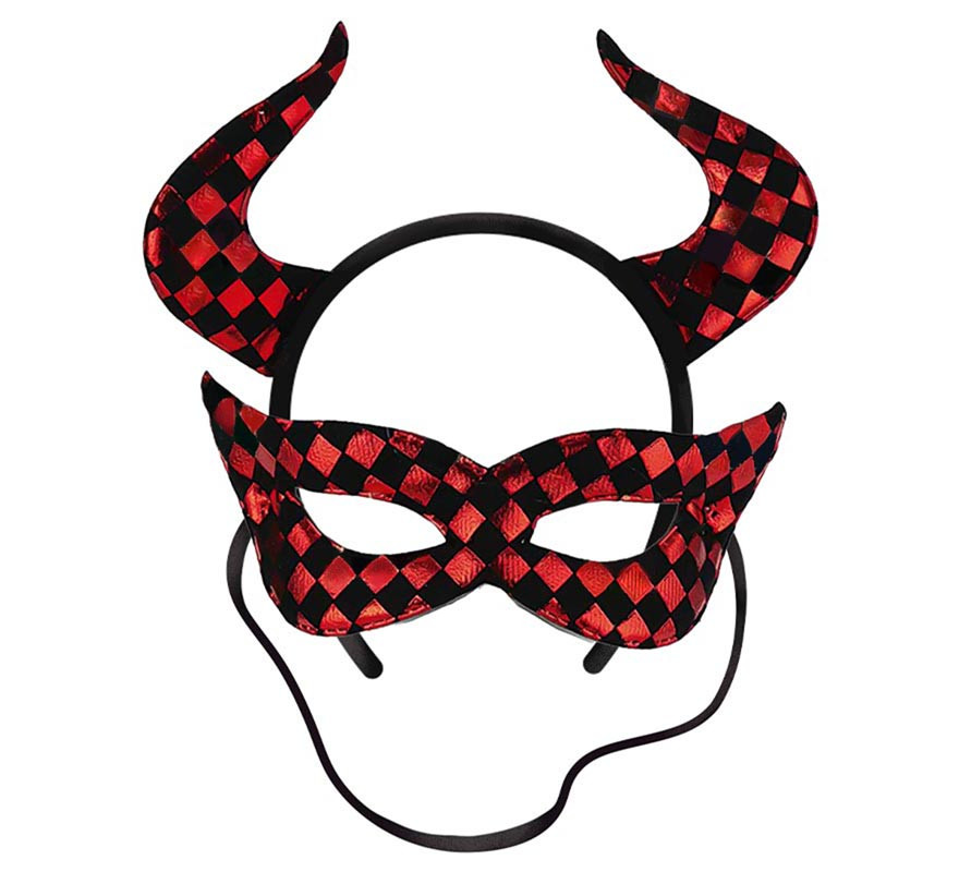 Devil Kit: Black and red headband and mask