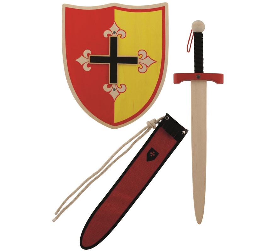 Medieval Warrior Kit: Shield, Sword and Long Sheath in various colors