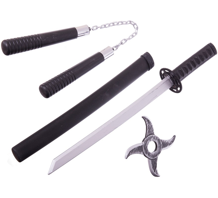 Kit Ninja: Estrela, Nunchaku e Espada 55 cm