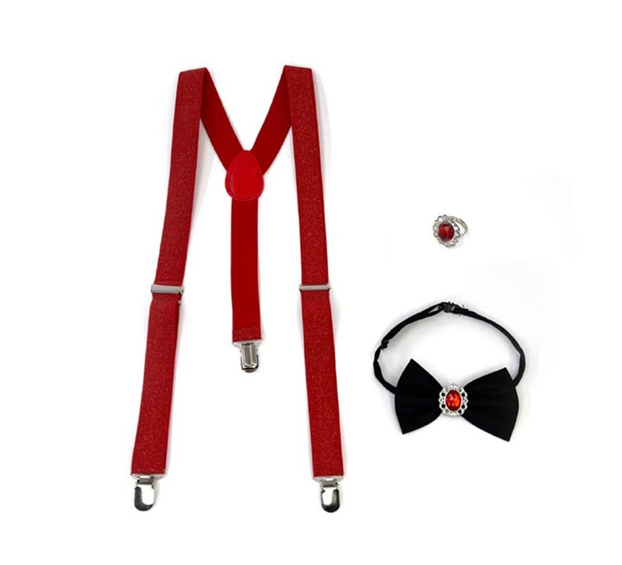 Vampire Kit: Suspenders, Ring and Bow Tie with gem