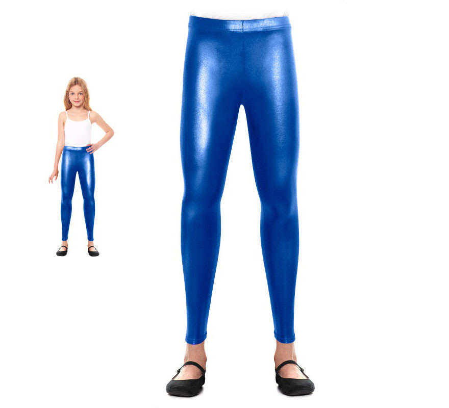 Leggings metálicas azul escuro para menina
