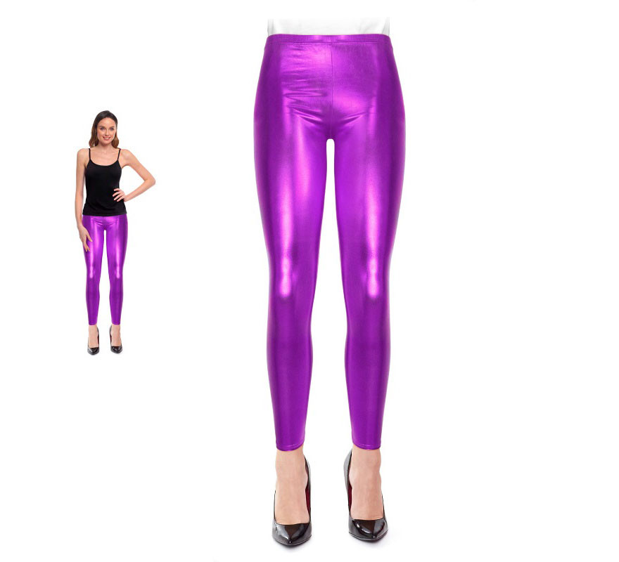 Metallic lilac leggings for women