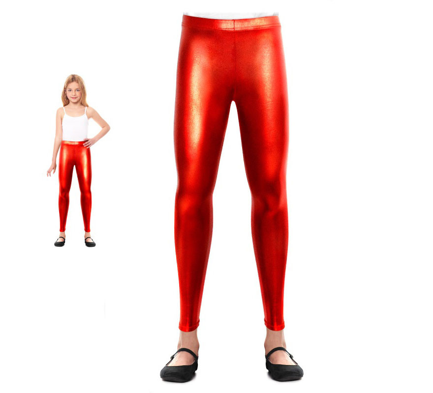 Red metallic leggings for girls Red metallic leggings for girls